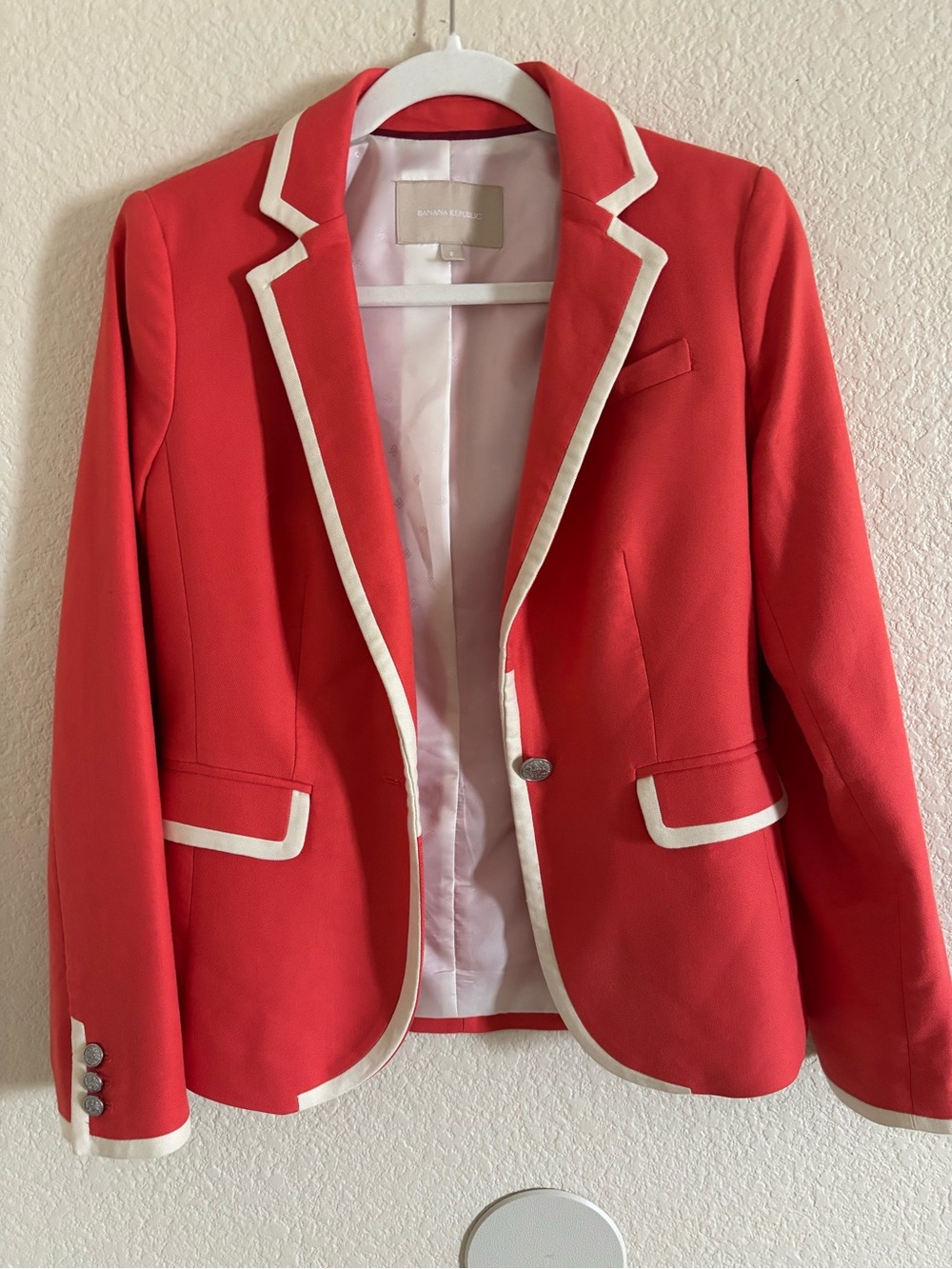 Banana Republic Red Blazer with White Trim